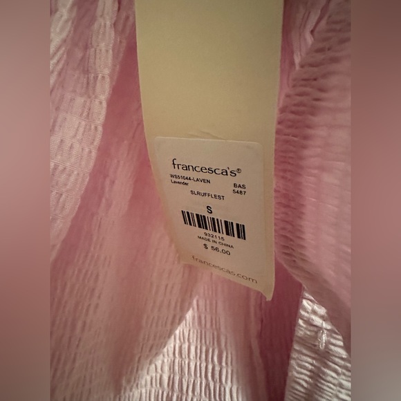 Francesca’s Pink MIDI Dress BNWT Size S Bow in the back with puffy shoulders - Picture 4 of 5